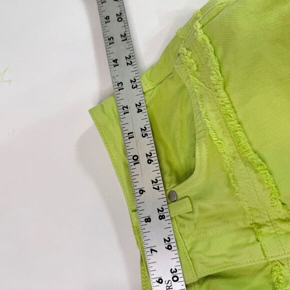 Ragged Lethal Jean Women 24 Green High-Rise Fringed Wide-Leg Lime Neon festival - Picture 6 of 10